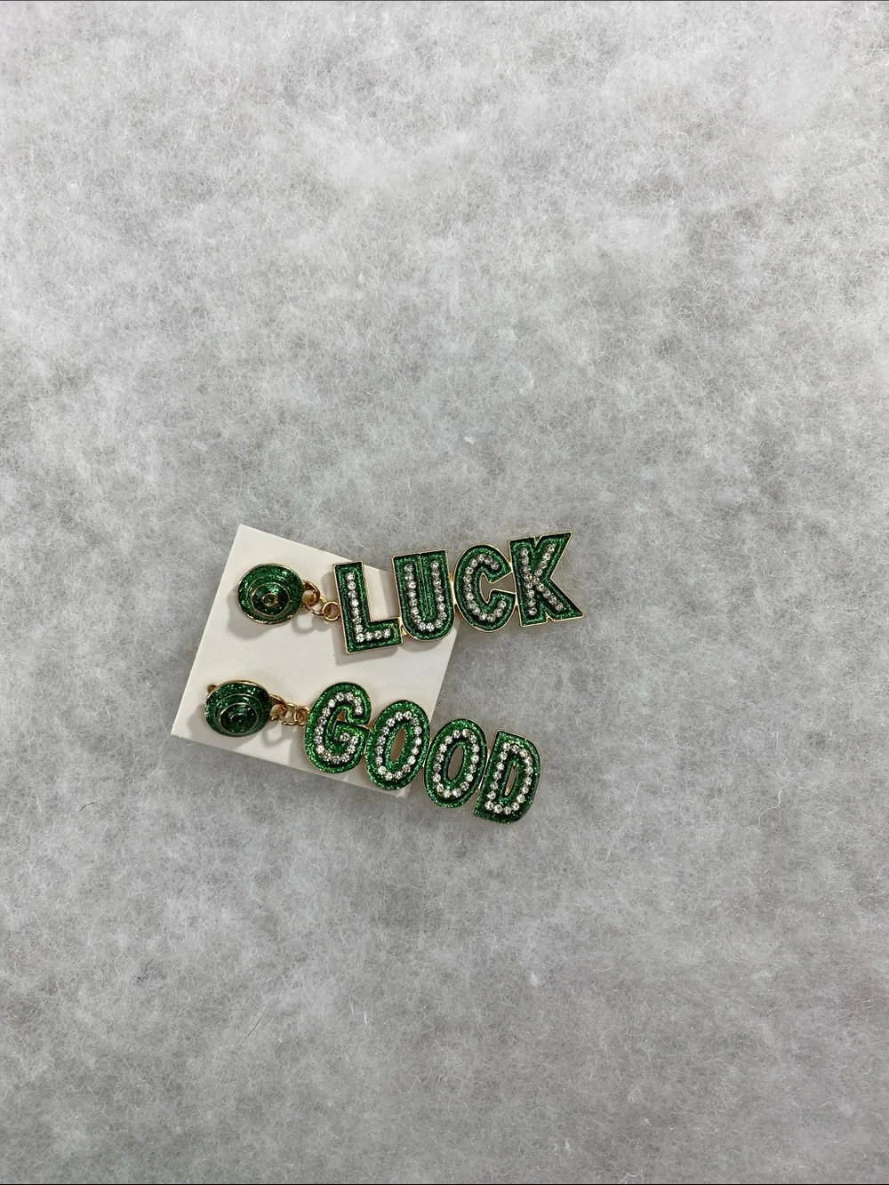 Green Embellished Knot Headband with 'Luck Good' Earrings